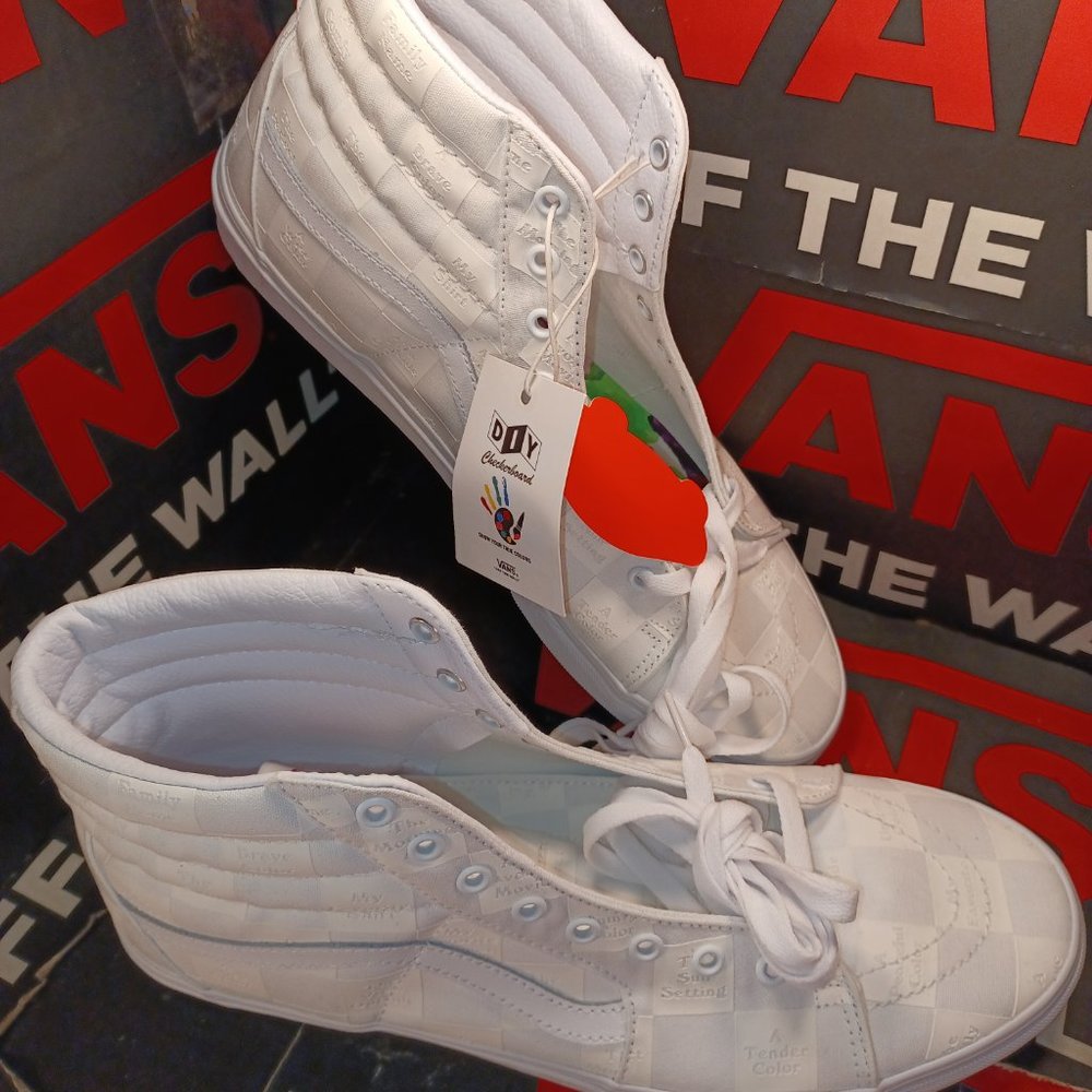 Vans Sk8 Hi Diy Checkerboard True White Men's 13 VN0A5KRH8AX